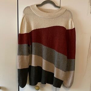 Democracy Women's Striped Sweater - Cream, Red, Gray, Black